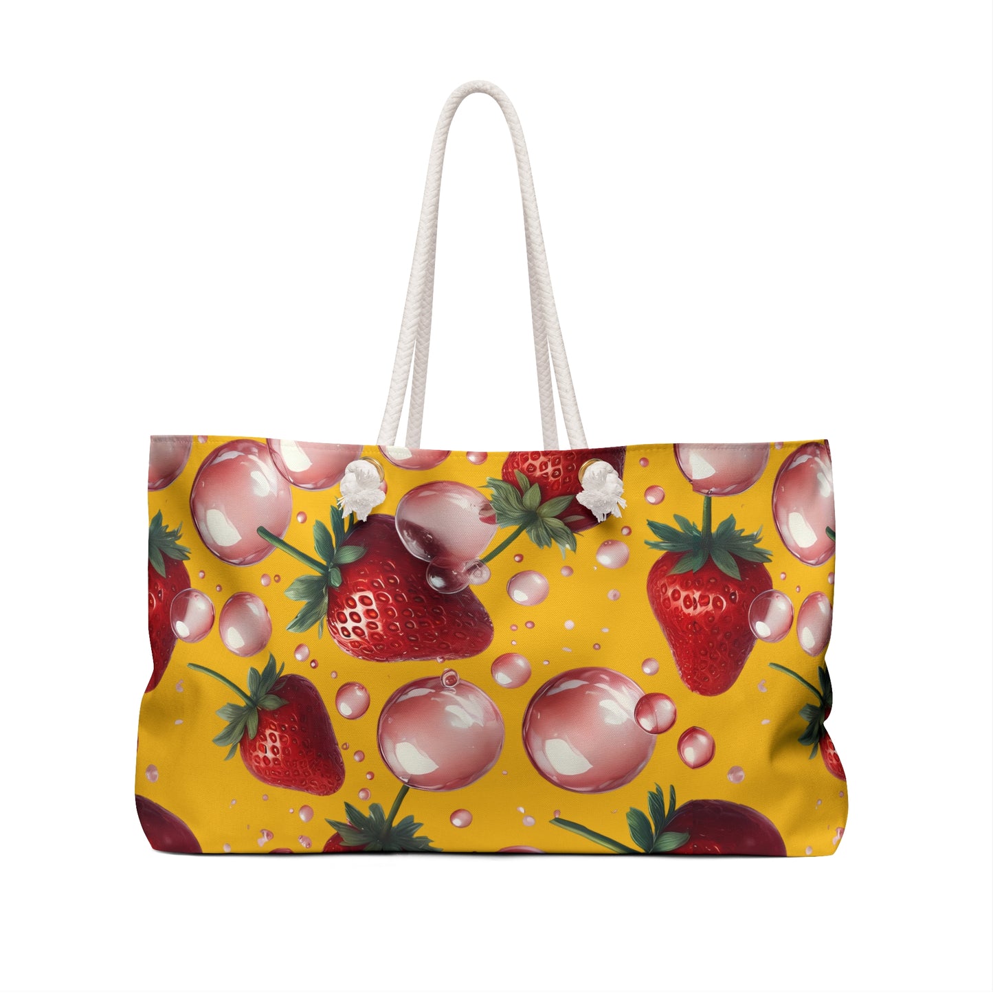 Strawberry Bubblegum Weekender Tote Bag Yellow