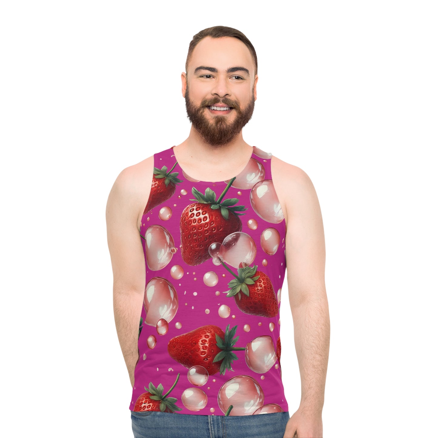 Strawberry Bubblegum Unisex Tank Top Hot Pink