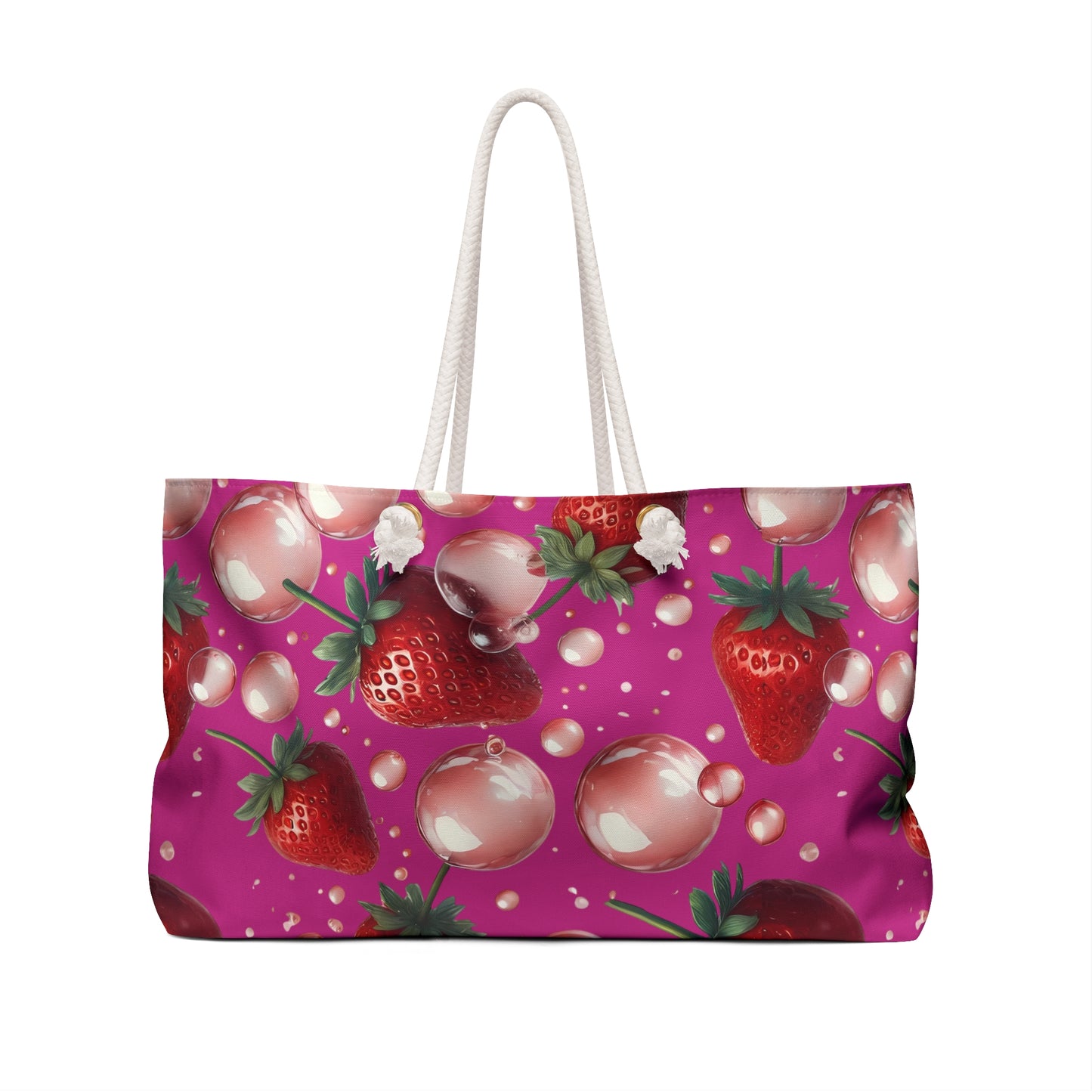 Strawberry Bubblegum Weekender Tote Bag Hot Pink