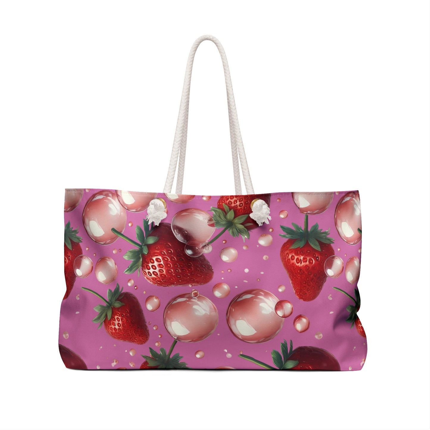 Strawberry Bubblegum Weekender Tote Bag Light Pink