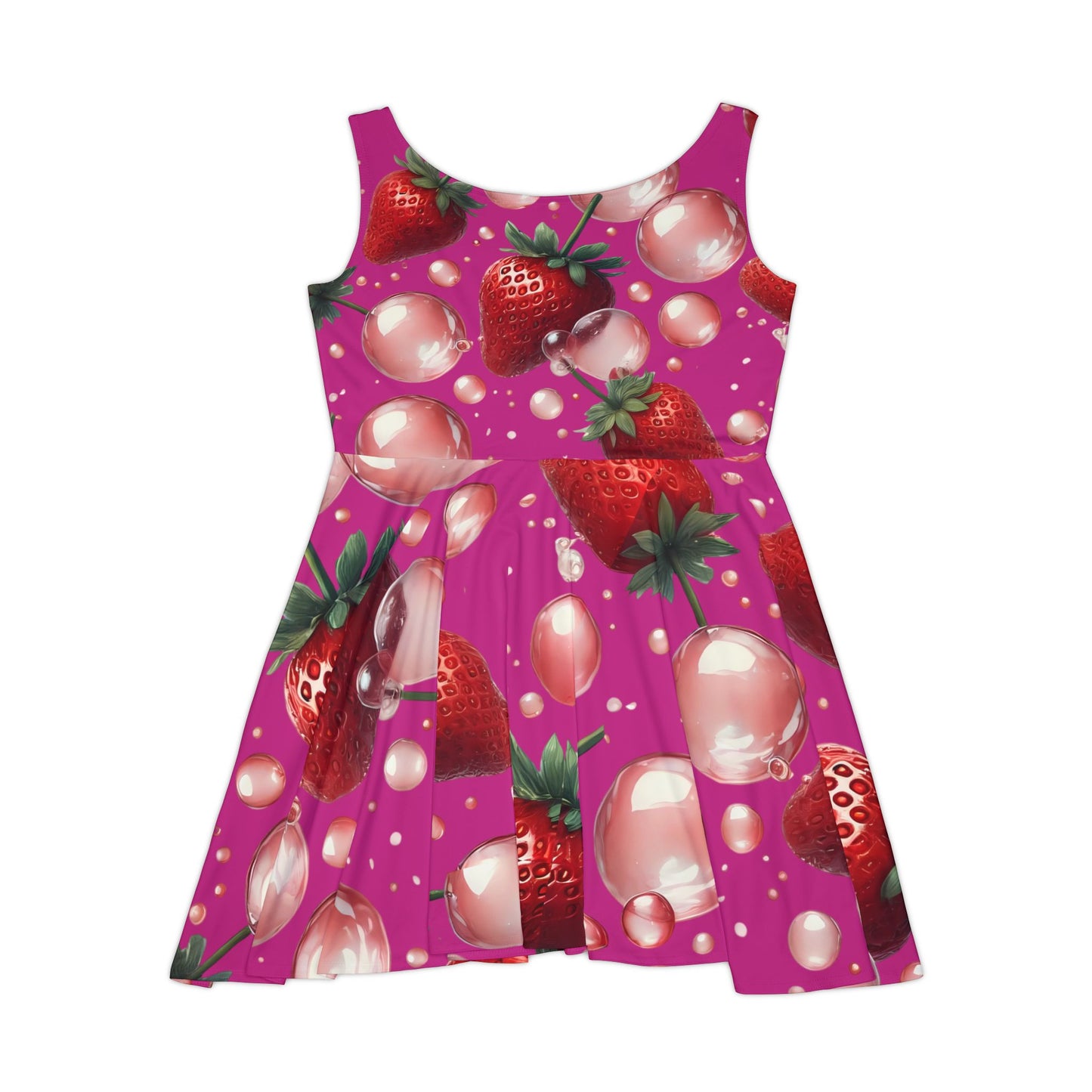 Strawberry Bubblegum Women's Skater Dress Hot Pink