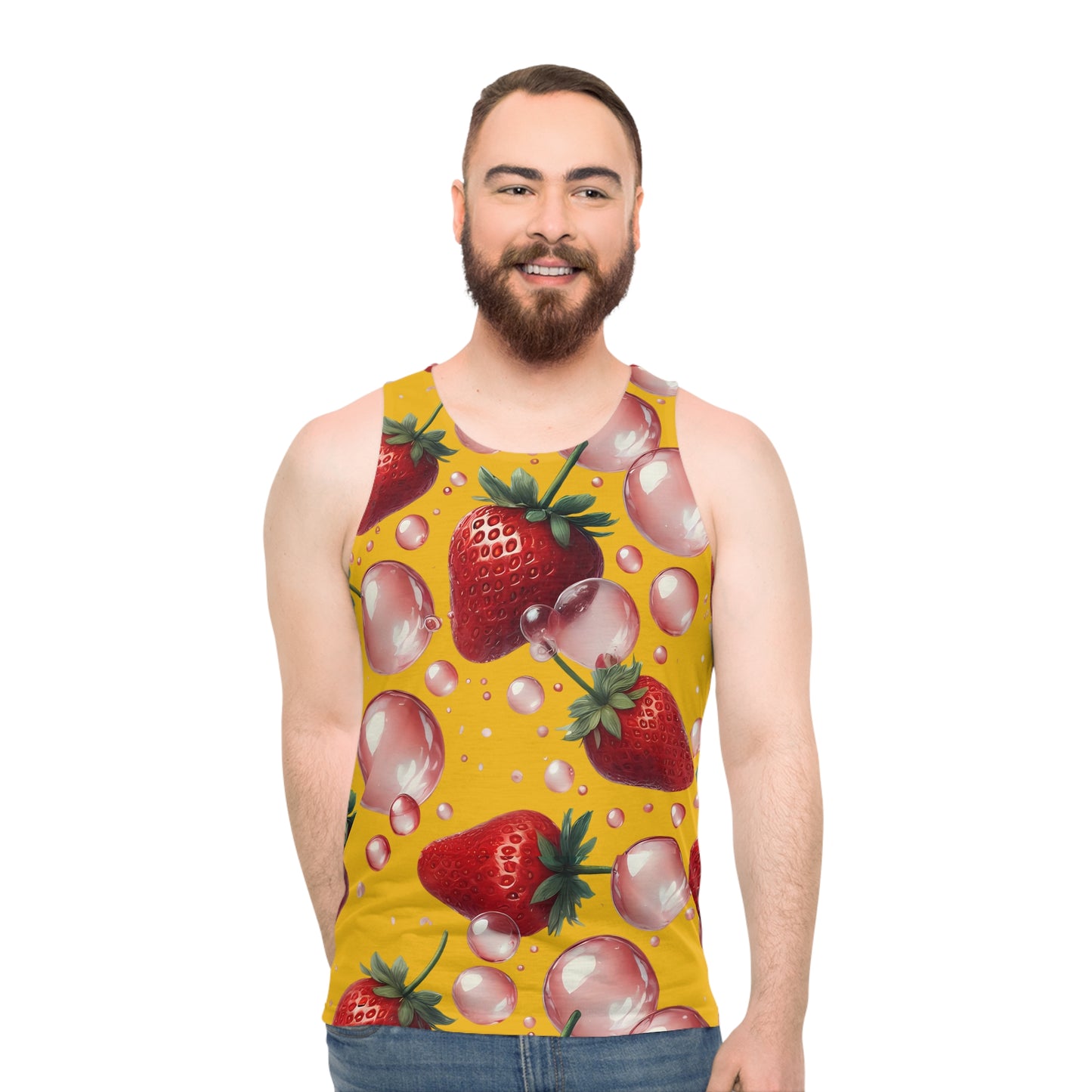 Strawberry Bubblegum Unisex Tank Top Yellow