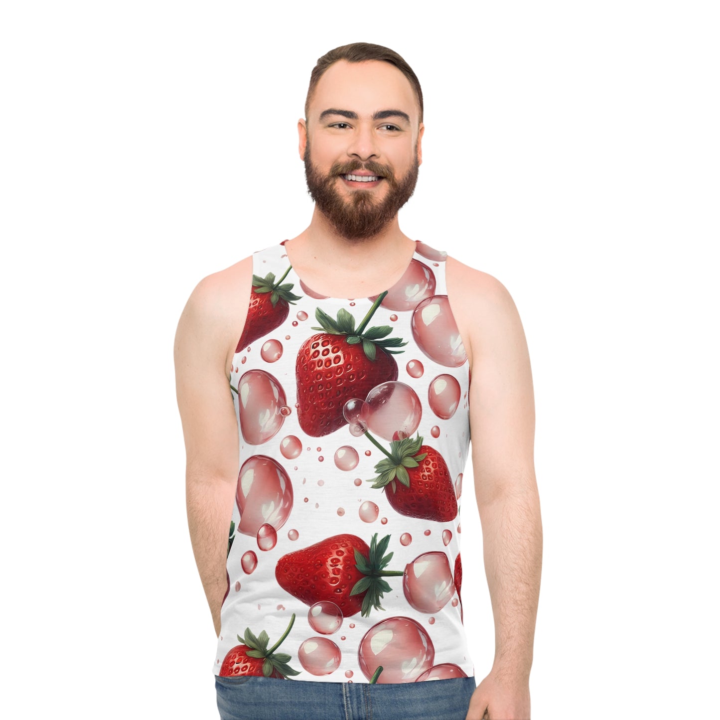 Strawberry Bubblegum Unisex Tank Top White