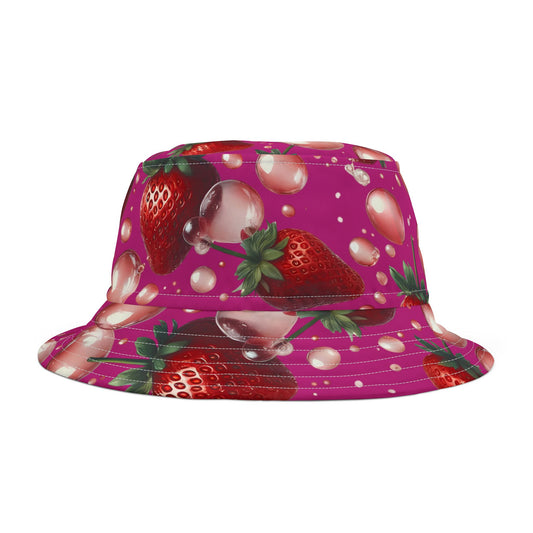 Strawberry Bubblegum Bucket Hat Hot Pink