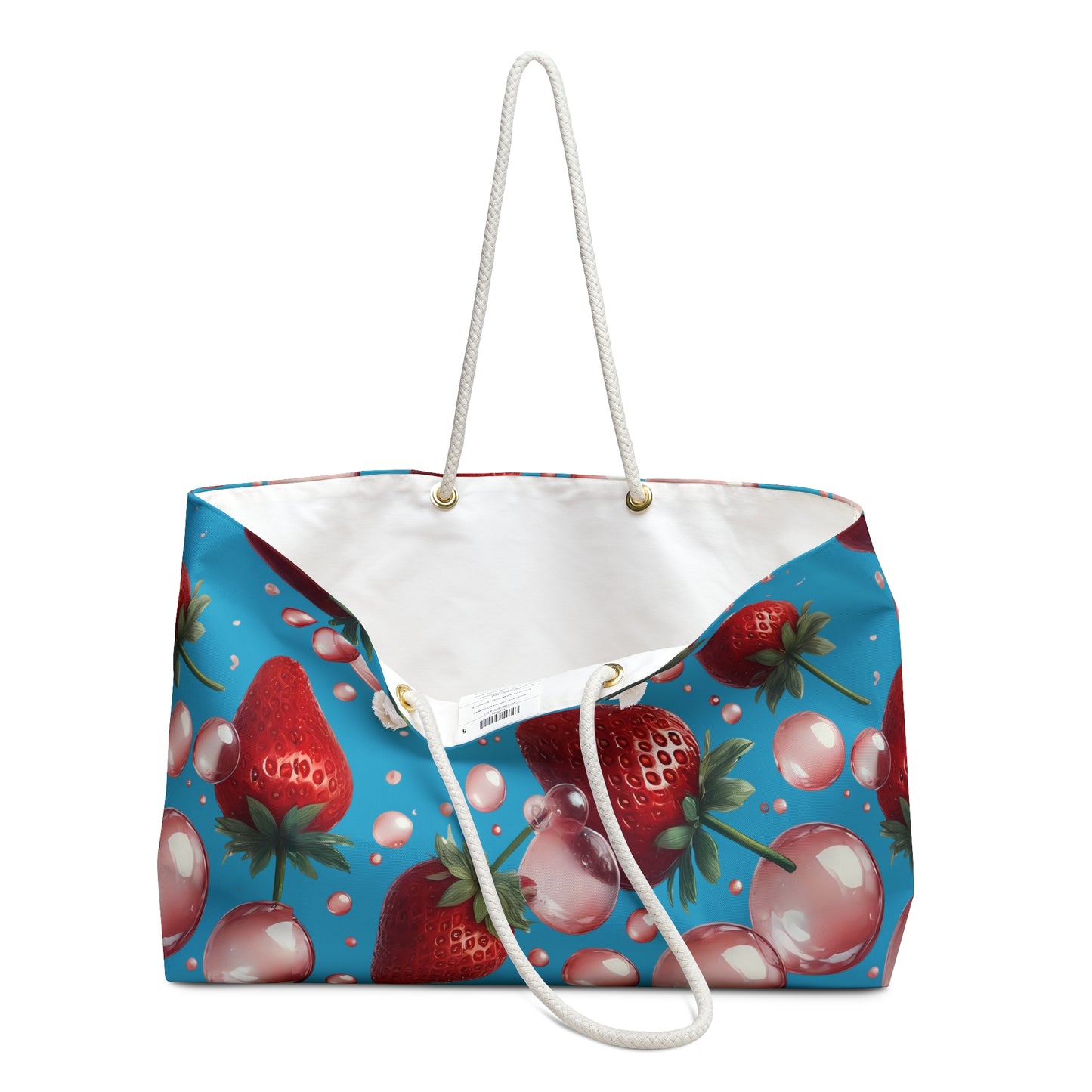 Strawberry Bubblegum Weekender Tote Bag Turquoise