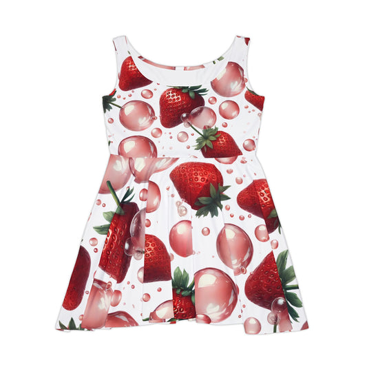 Strawberry Bubblegum Women's Skater Dress White