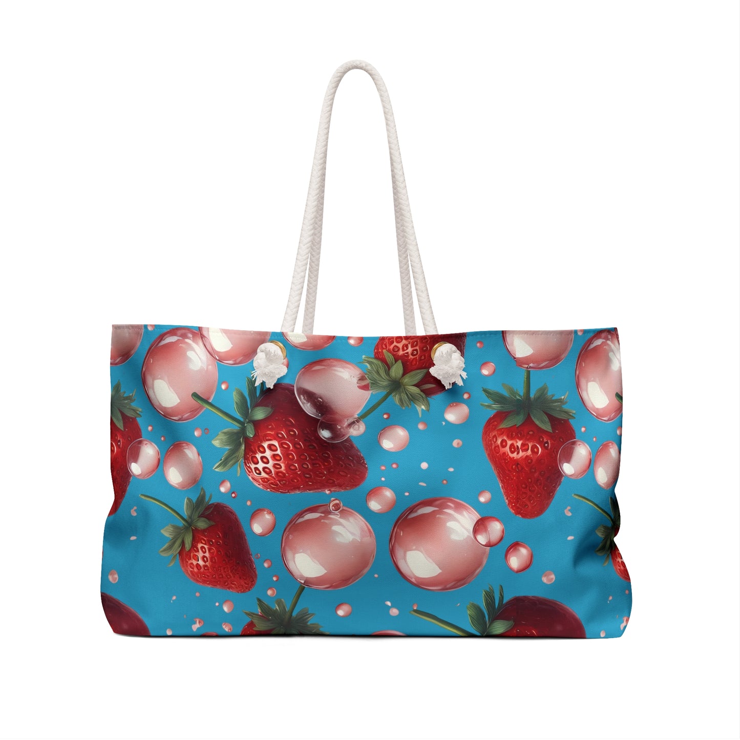 Strawberry Bubblegum Weekender Tote Bag Turquoise