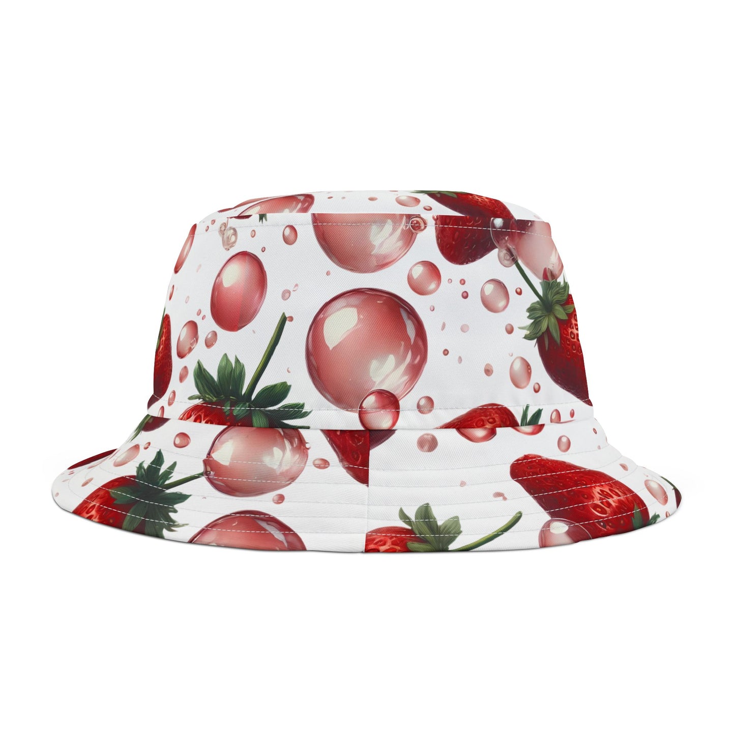 Strawberry Bubblegum Bucket Hat White