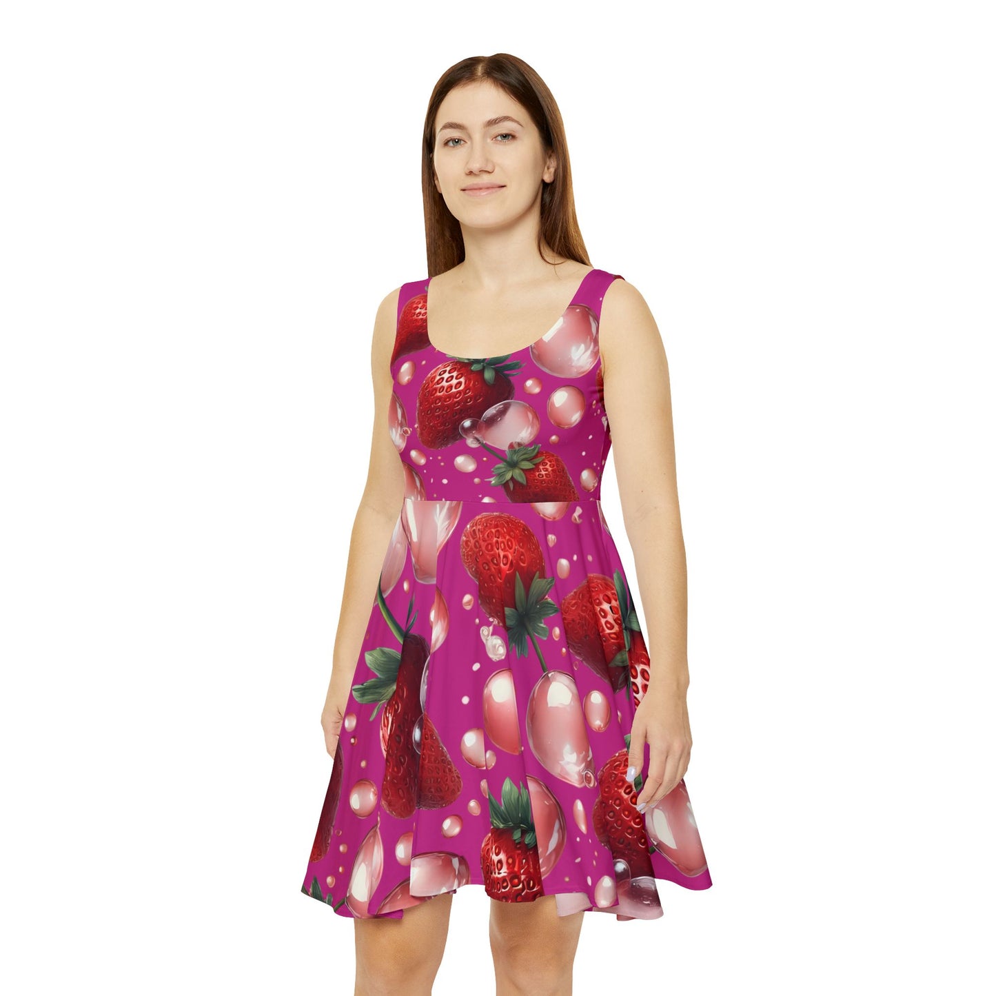 Strawberry Bubblegum Women's Skater Dress Hot Pink