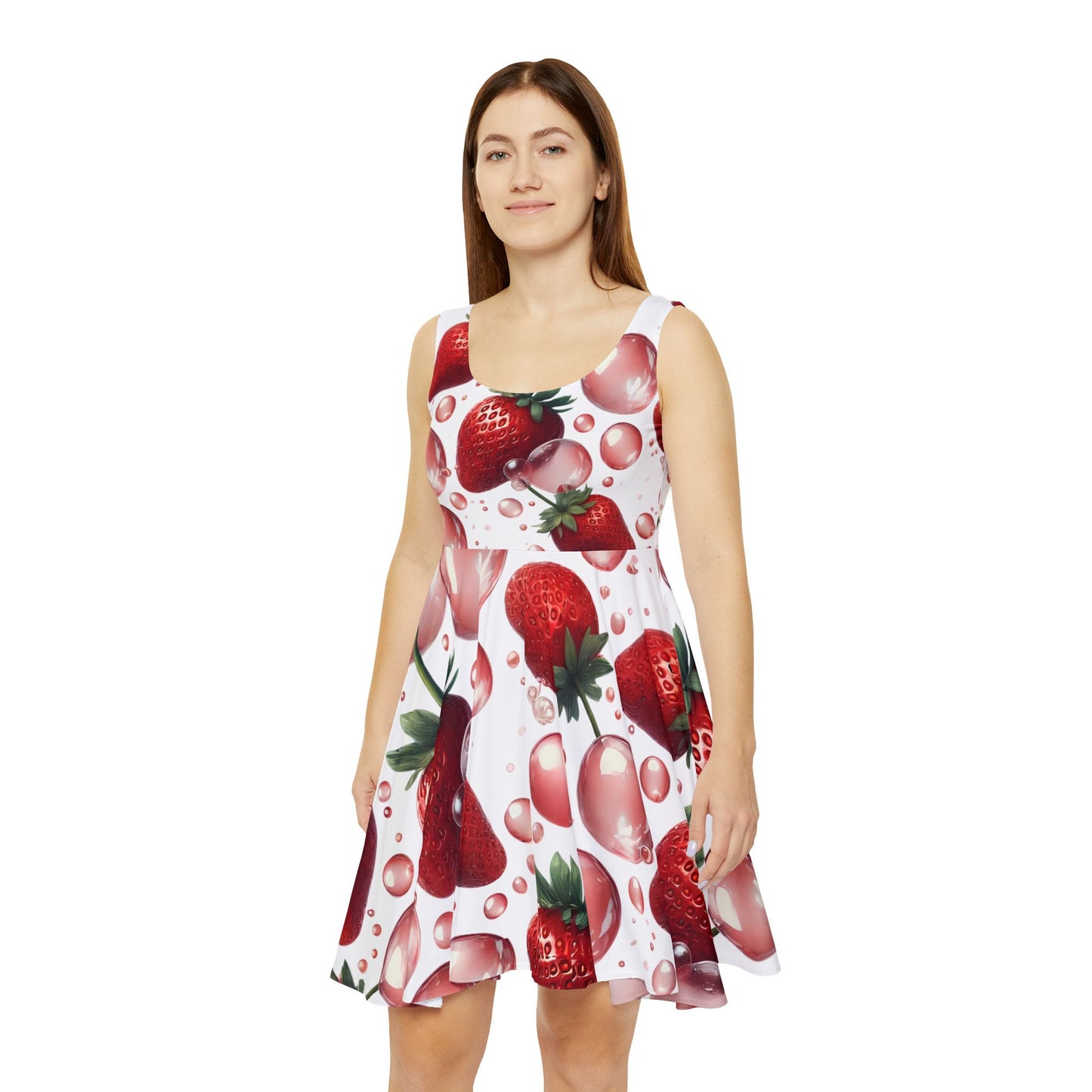 Strawberry Bubblegum Women's Skater Dress White