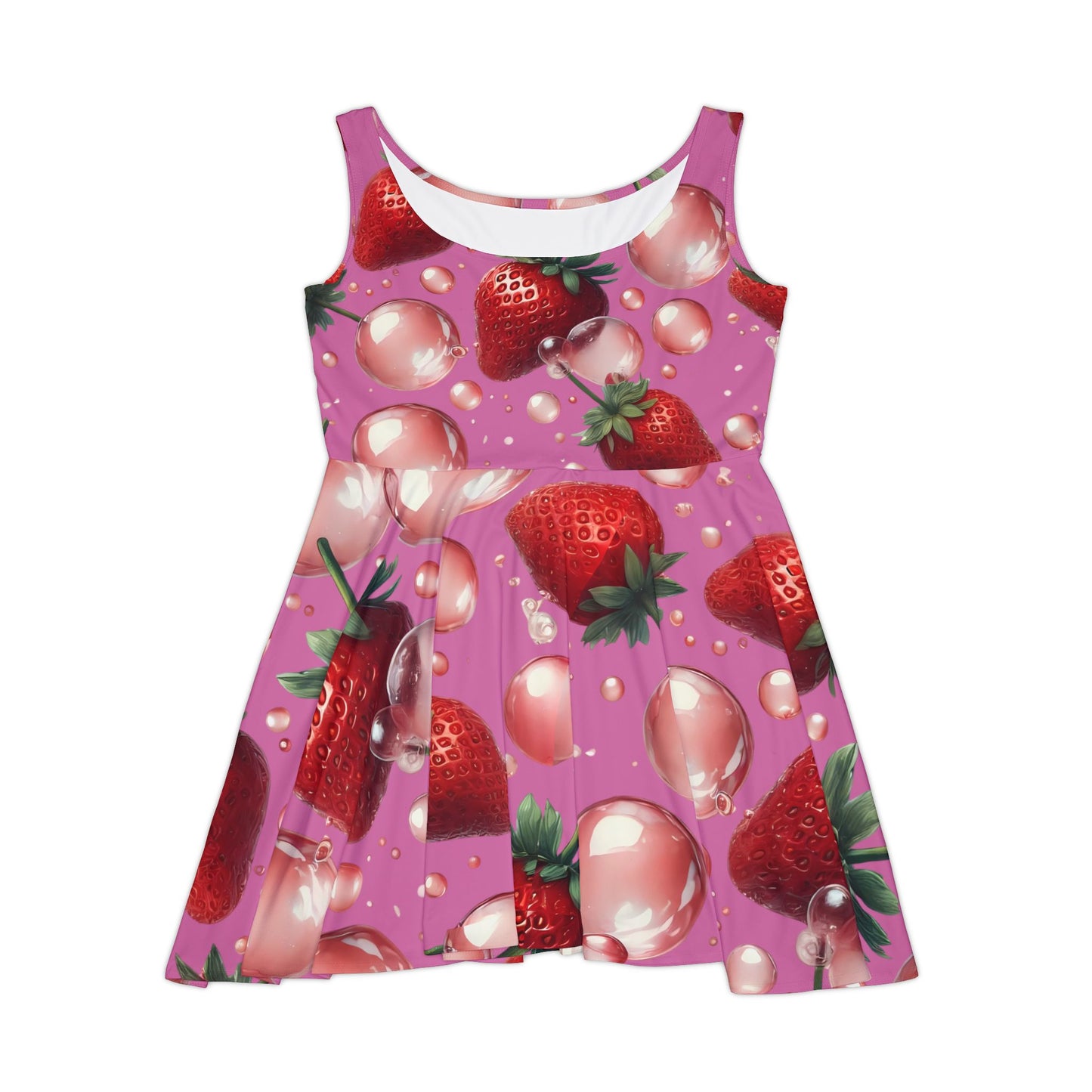 Strawberry Bubblegum Women's Skater Dress Light Pink