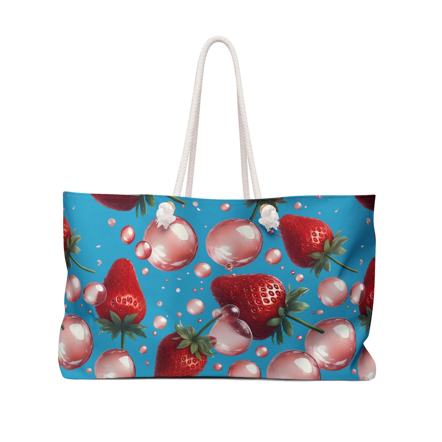 Strawberry Bubblegum Weekender Tote Bag Turquoise