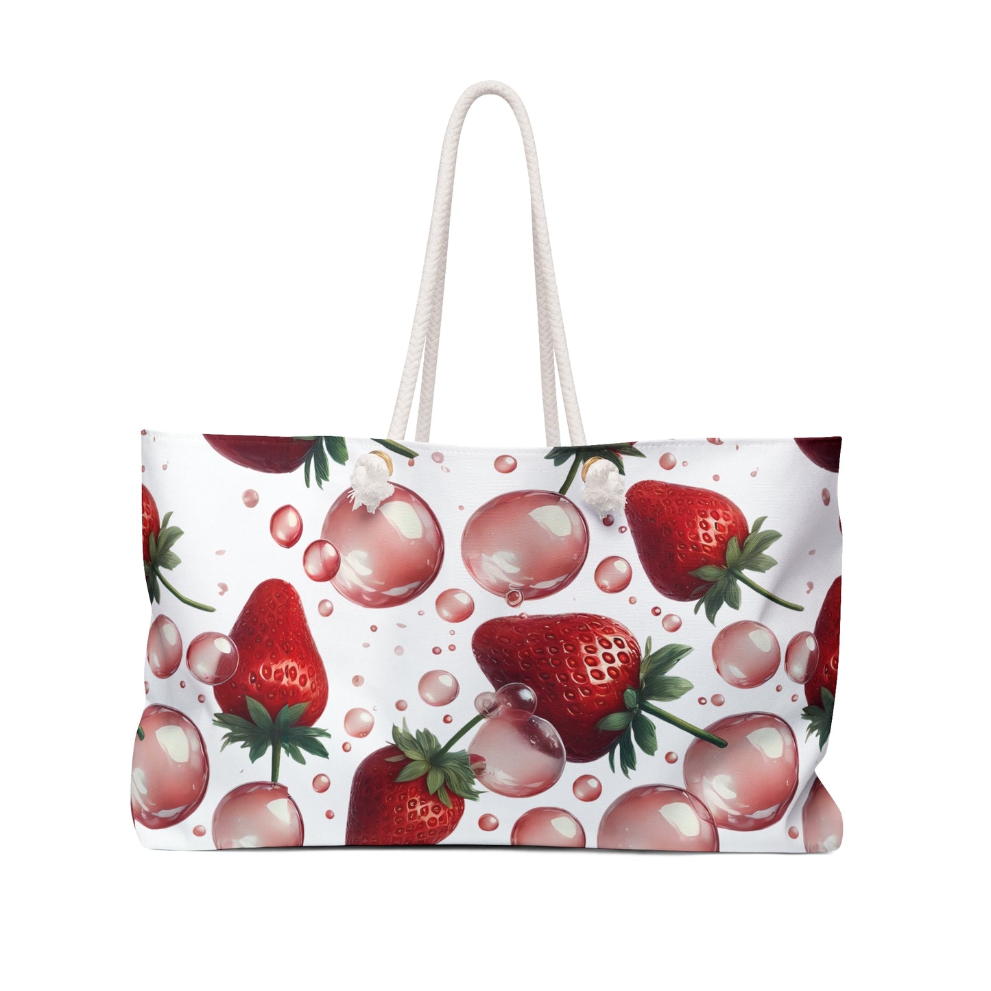 Strawberry Bubblegum Weekender Tote Bag White