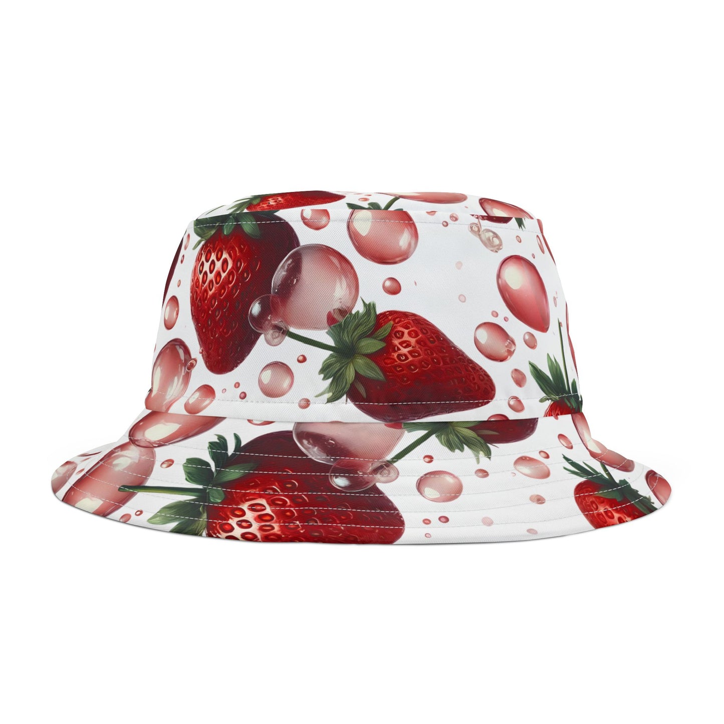 Strawberry Bubblegum Bucket Hat White