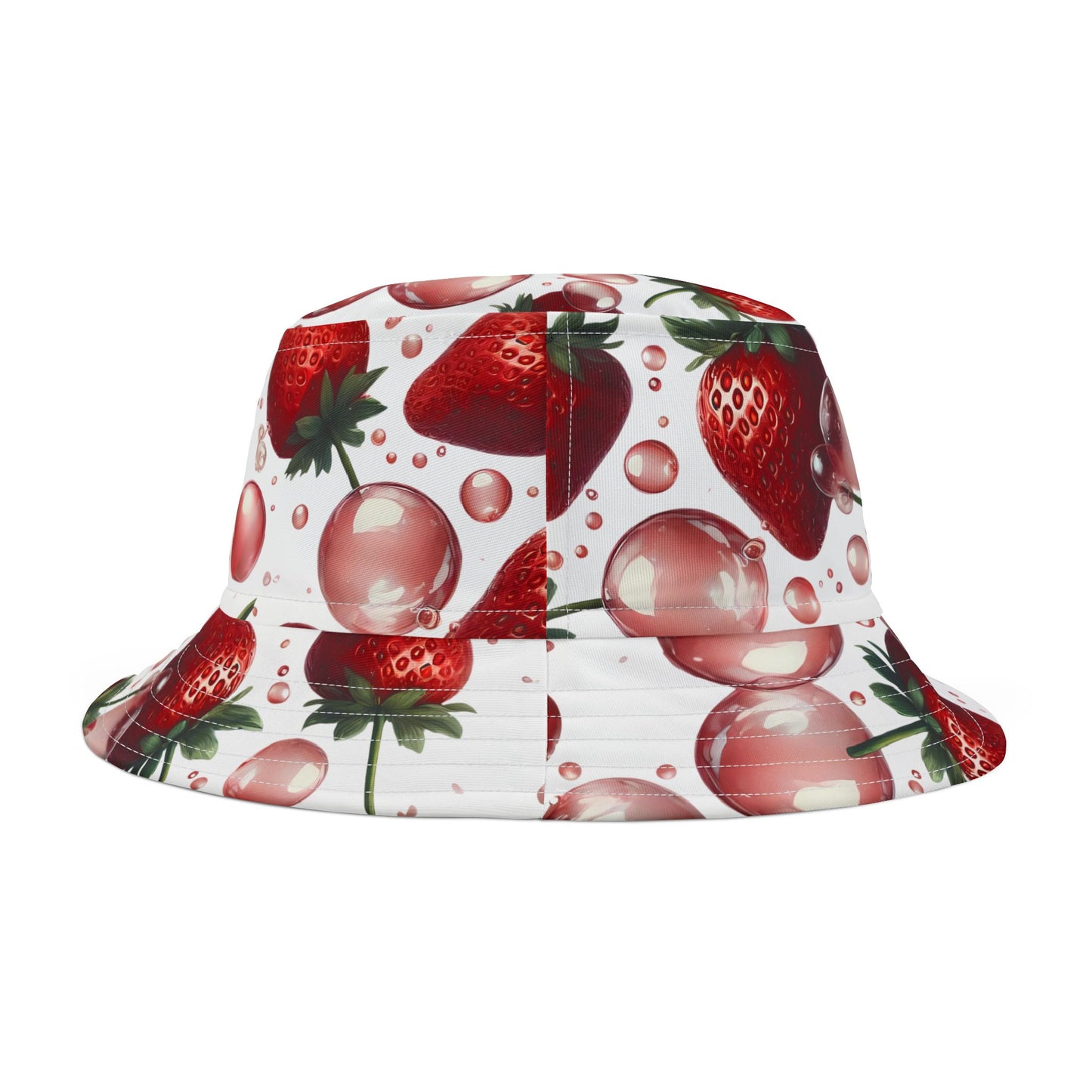 Strawberry Bubblegum Bucket Hat White