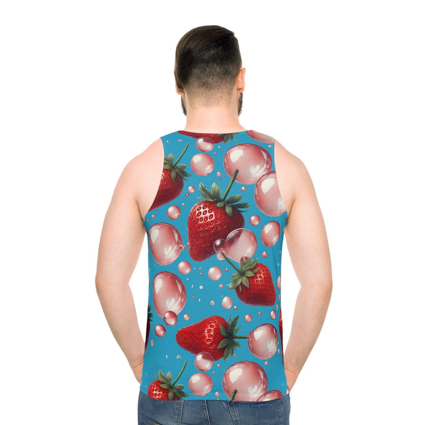 Strawberry Bubblegum Unisex Tank Top Turquoise