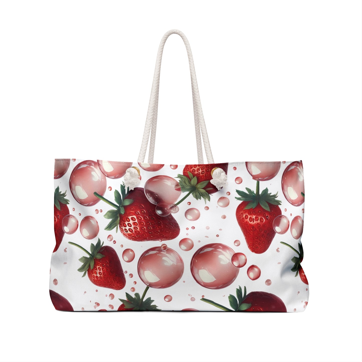 Strawberry Bubblegum Weekender Tote Bag White