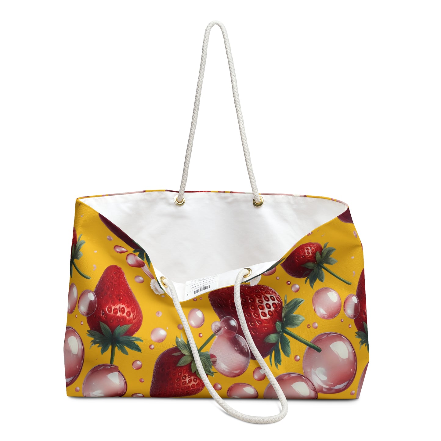 Strawberry Bubblegum Weekender Tote Bag Yellow