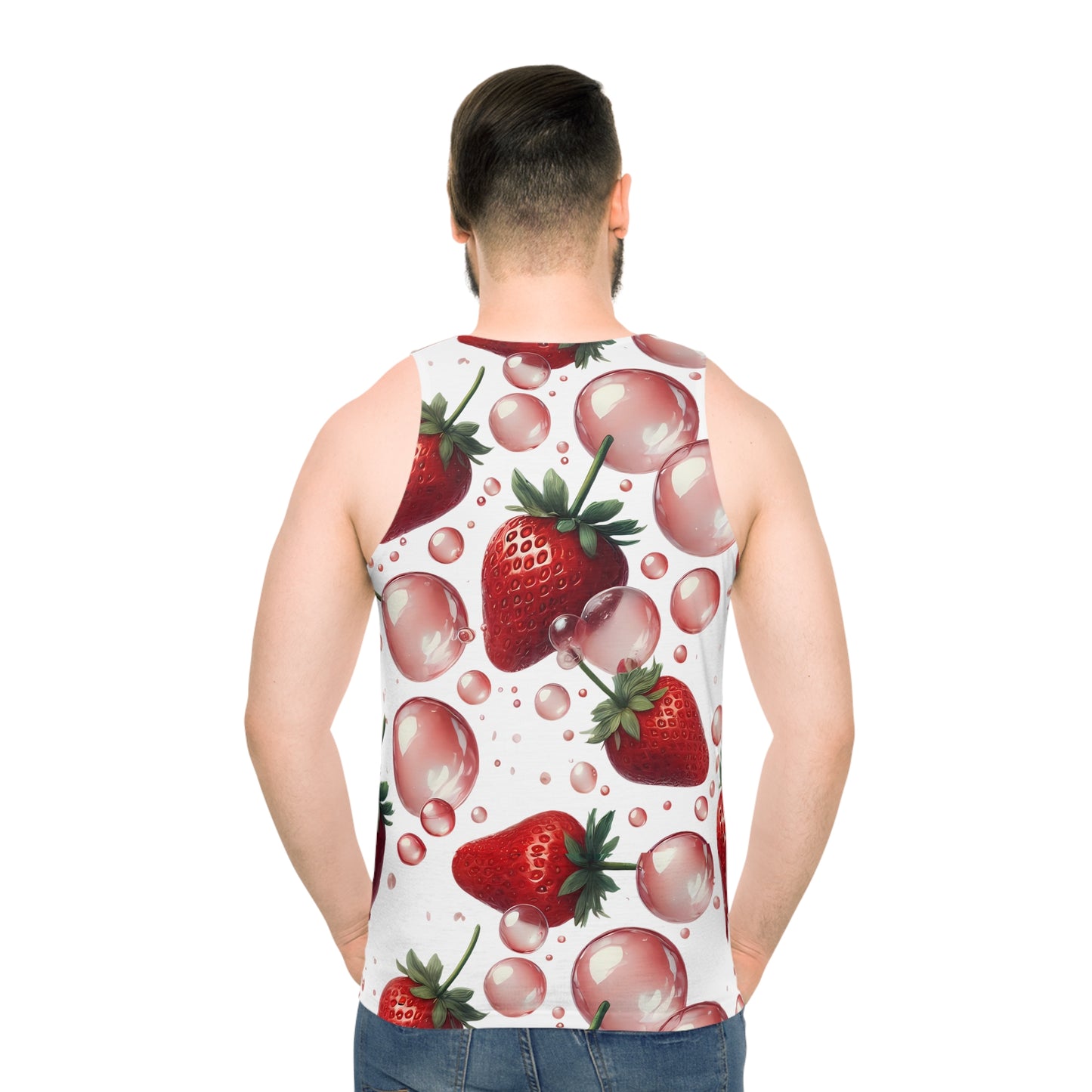 Strawberry Bubblegum Unisex Tank Top White