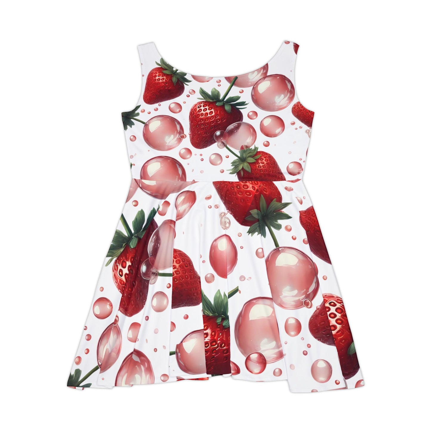 Strawberry Bubblegum Women's Skater Dress White