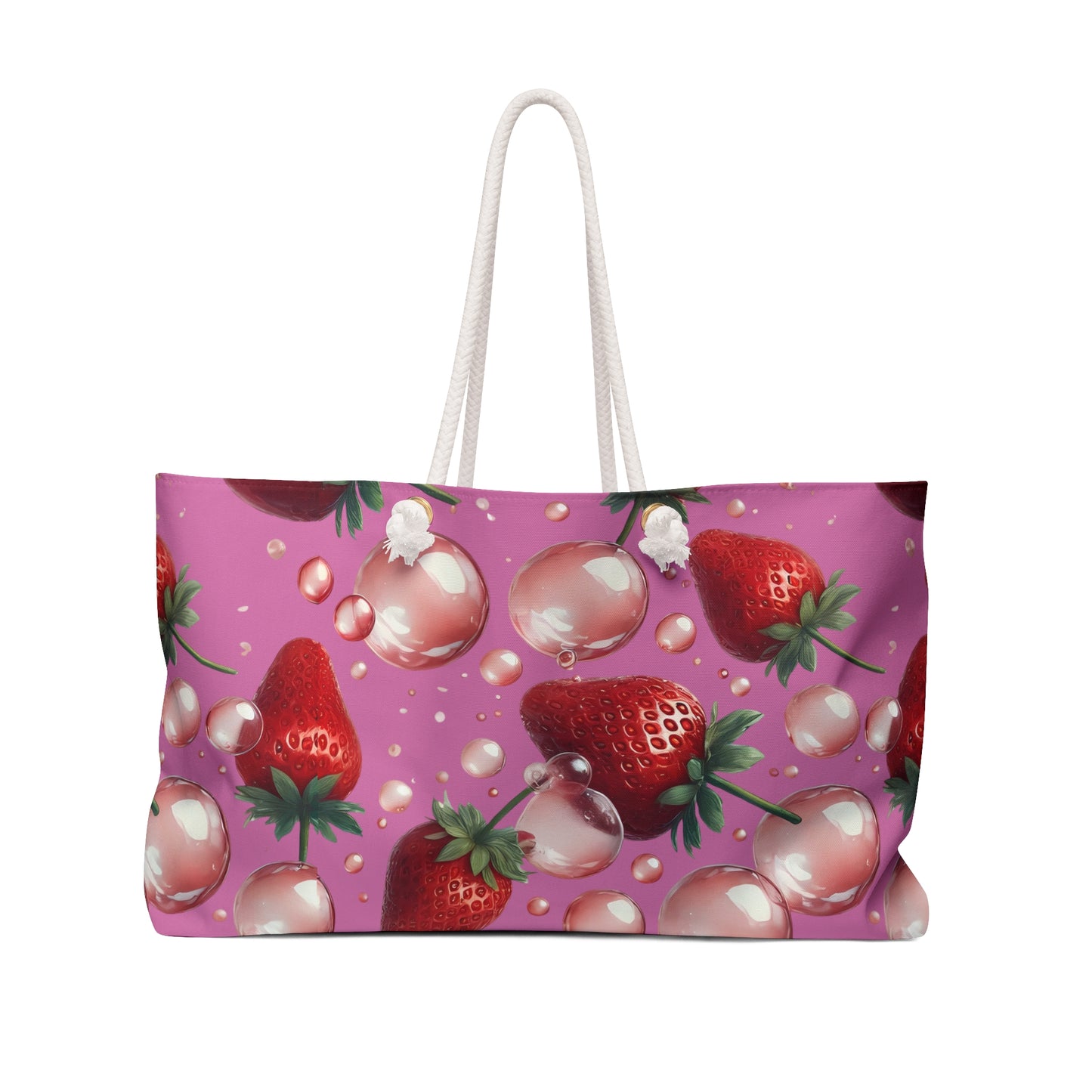 Strawberry Bubblegum Weekender Tote Bag Light Pink