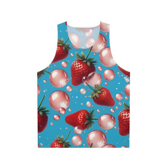 Strawberry Bubblegum Unisex Tank Top Turquoise