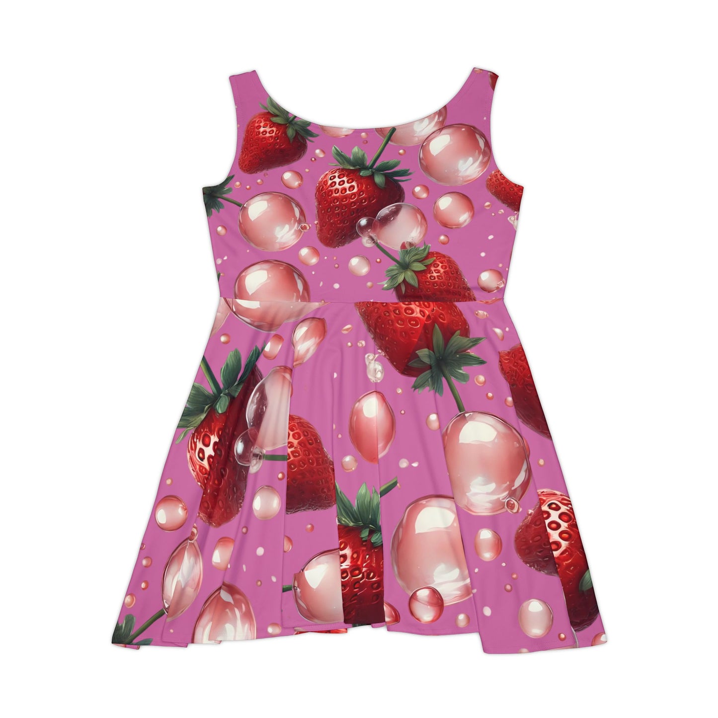 Strawberry Bubblegum Women's Skater Dress Light Pink