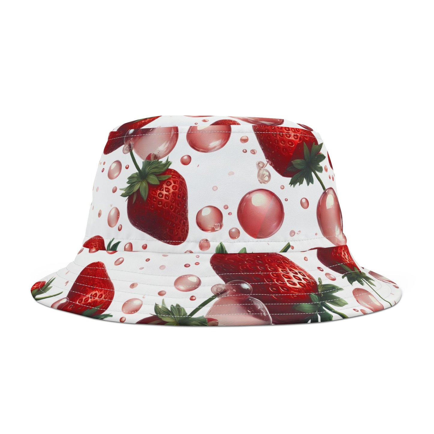 Strawberry Bubblegum Bucket Hat White